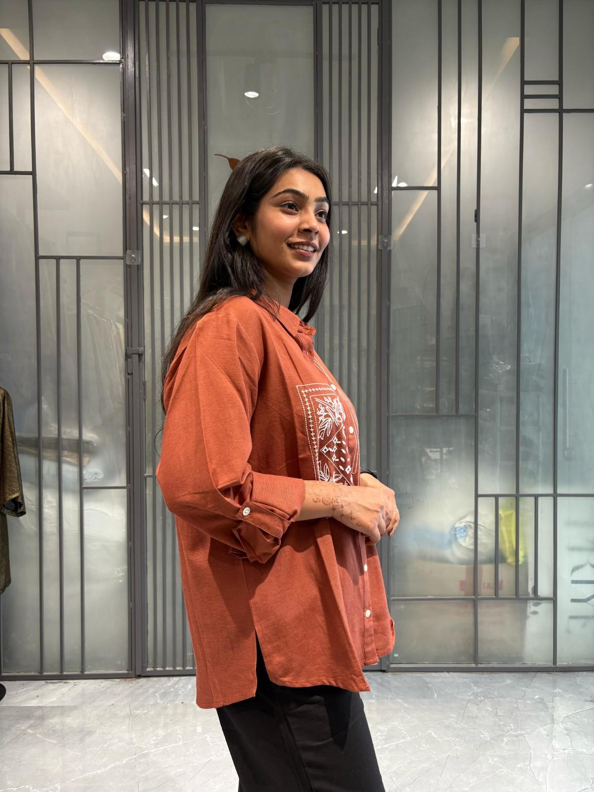 Embroidered Cotton linen Shirt