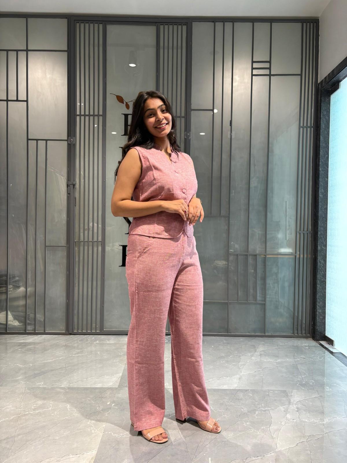 Cotton linen Vest coordset