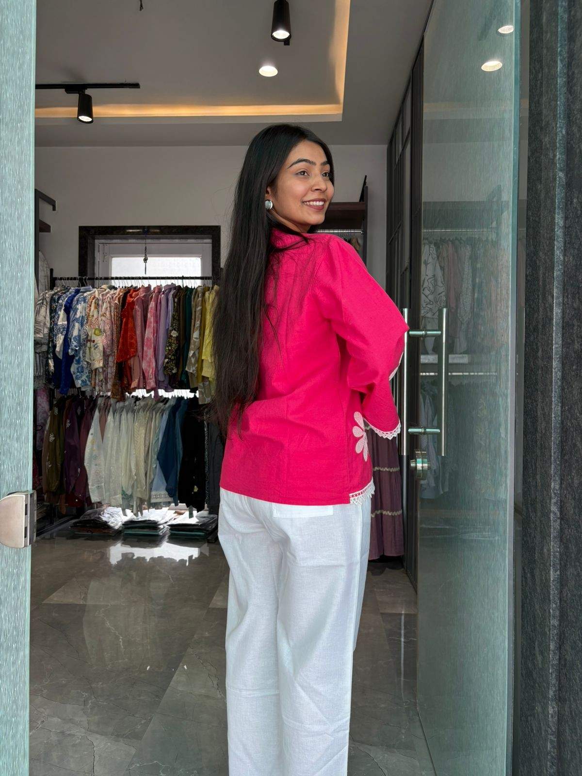 Embroidered linen Top