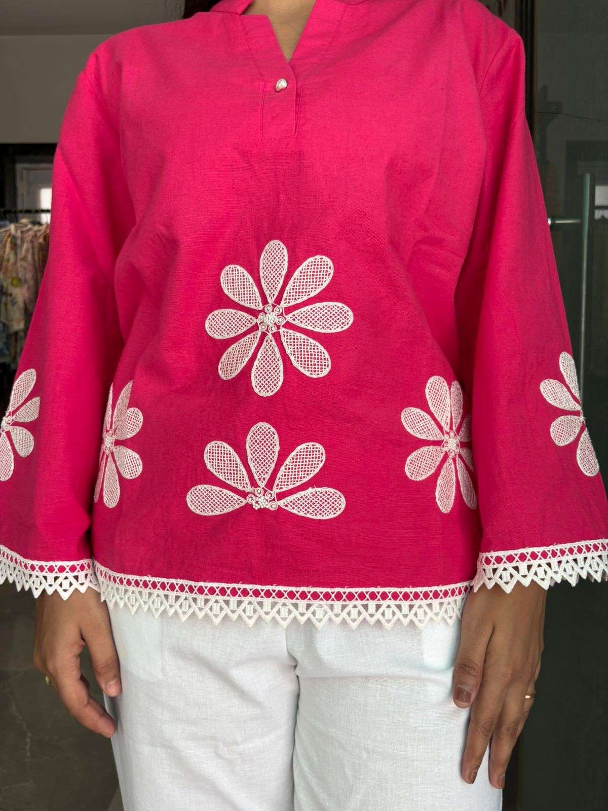 Embroidered linen Top
