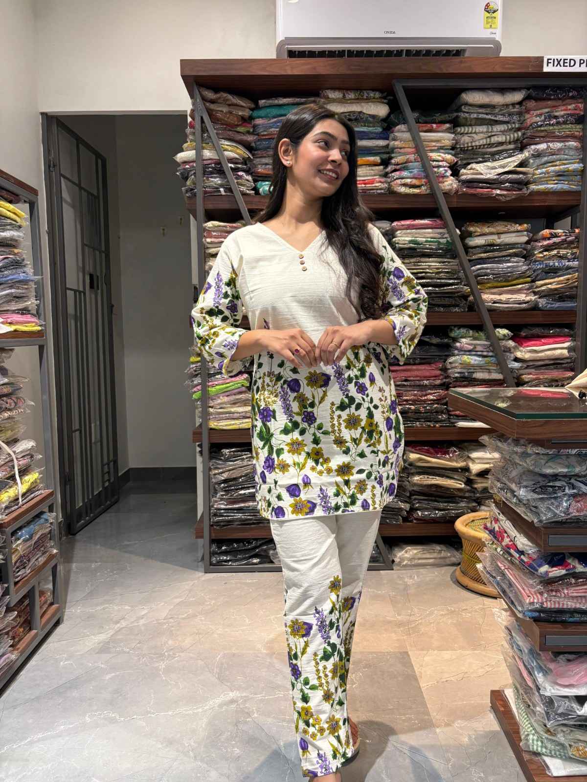 Khadi printed long coordset