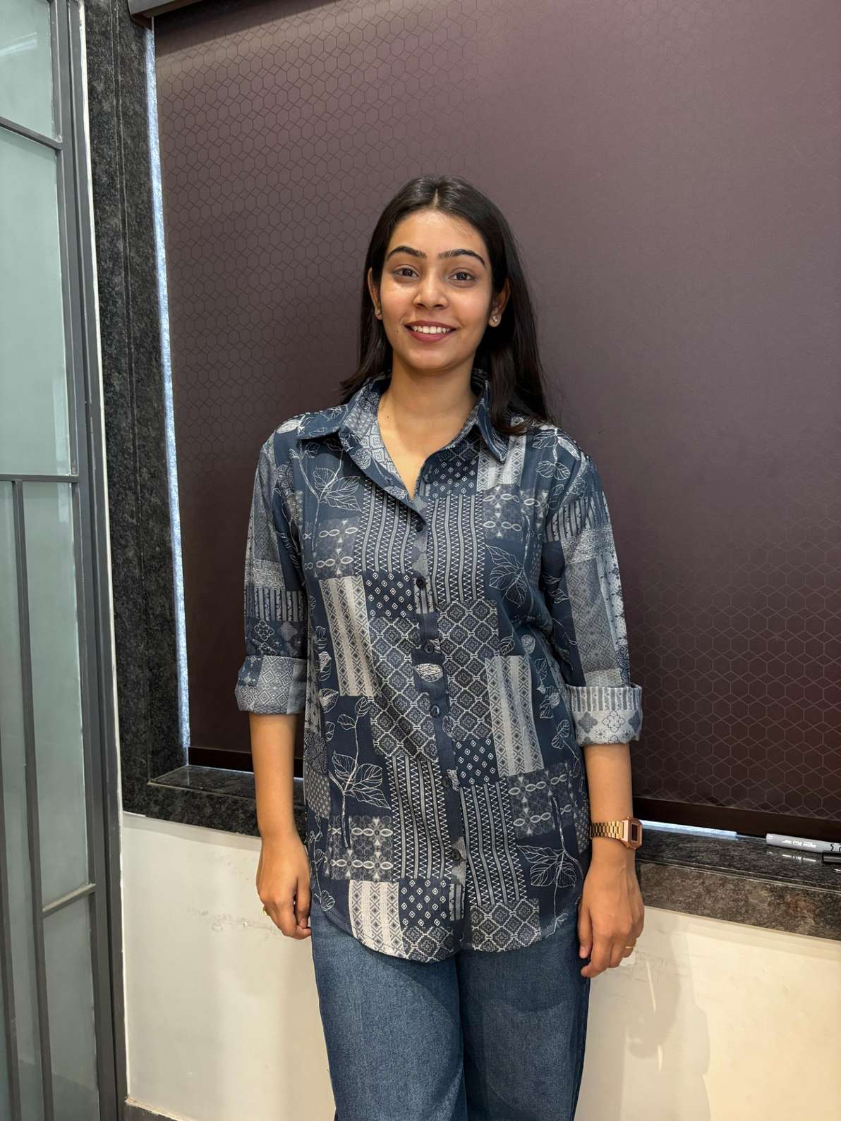 Self design Solid shirt