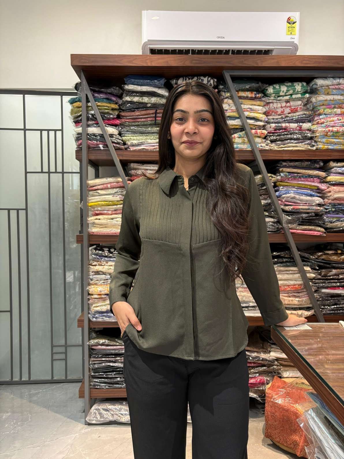 Imported pleated shirt