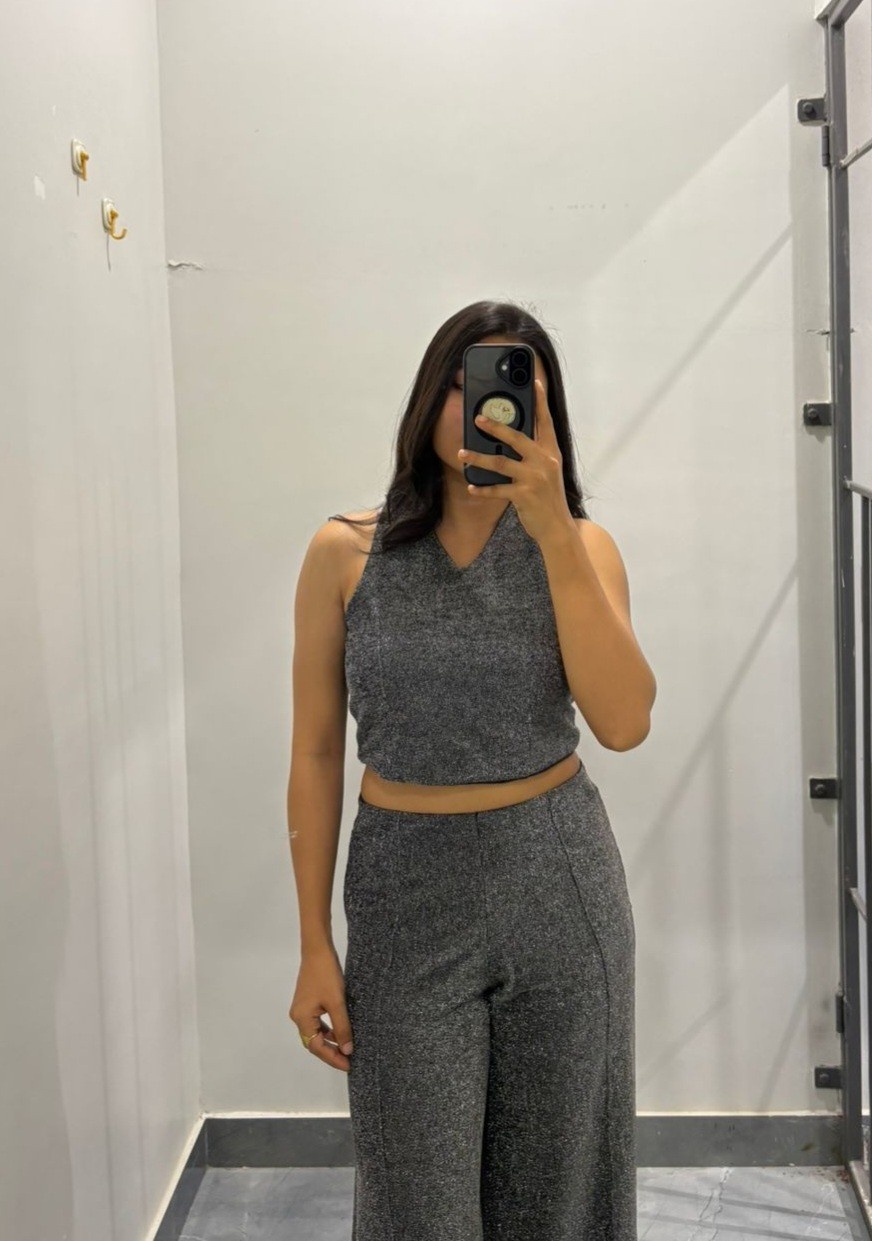 Cocktail shimmer crop top coordset