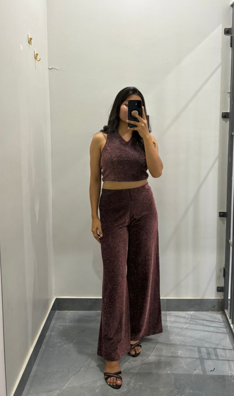 Cocktail shimmer crop top coordset