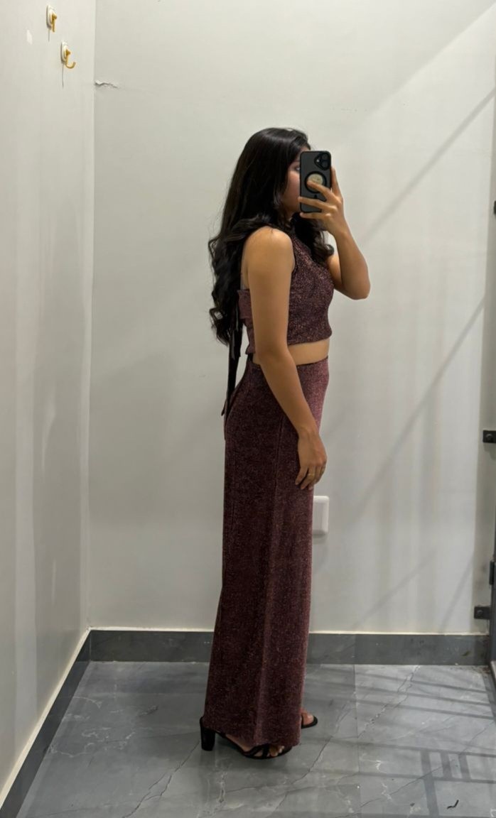 Cocktail shimmer crop top coordset