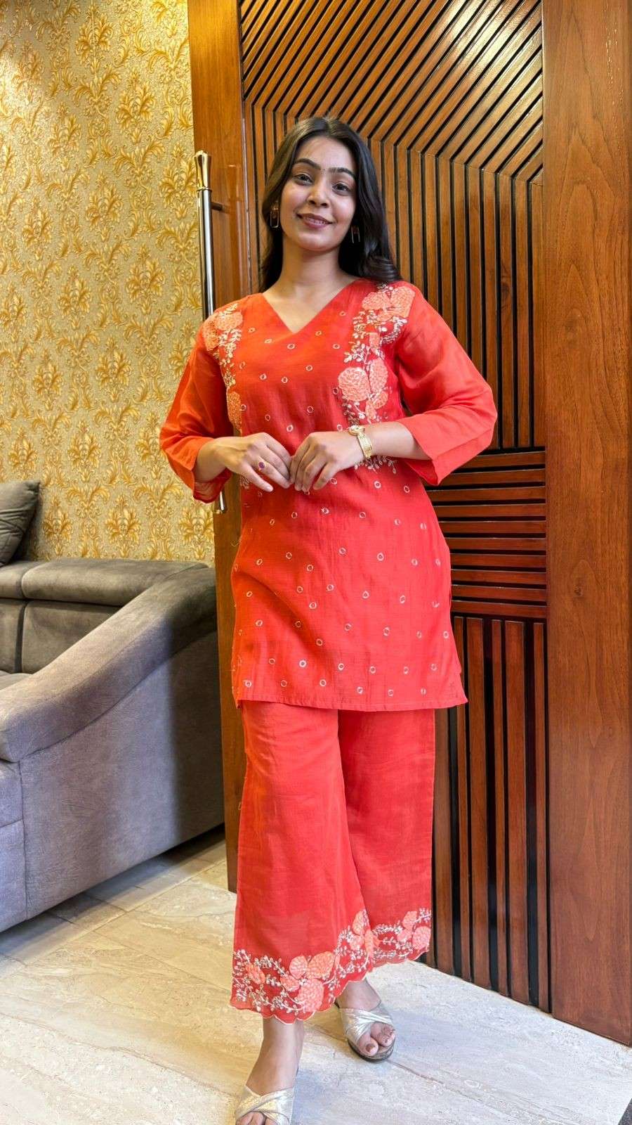 Chanderi pita work coordset