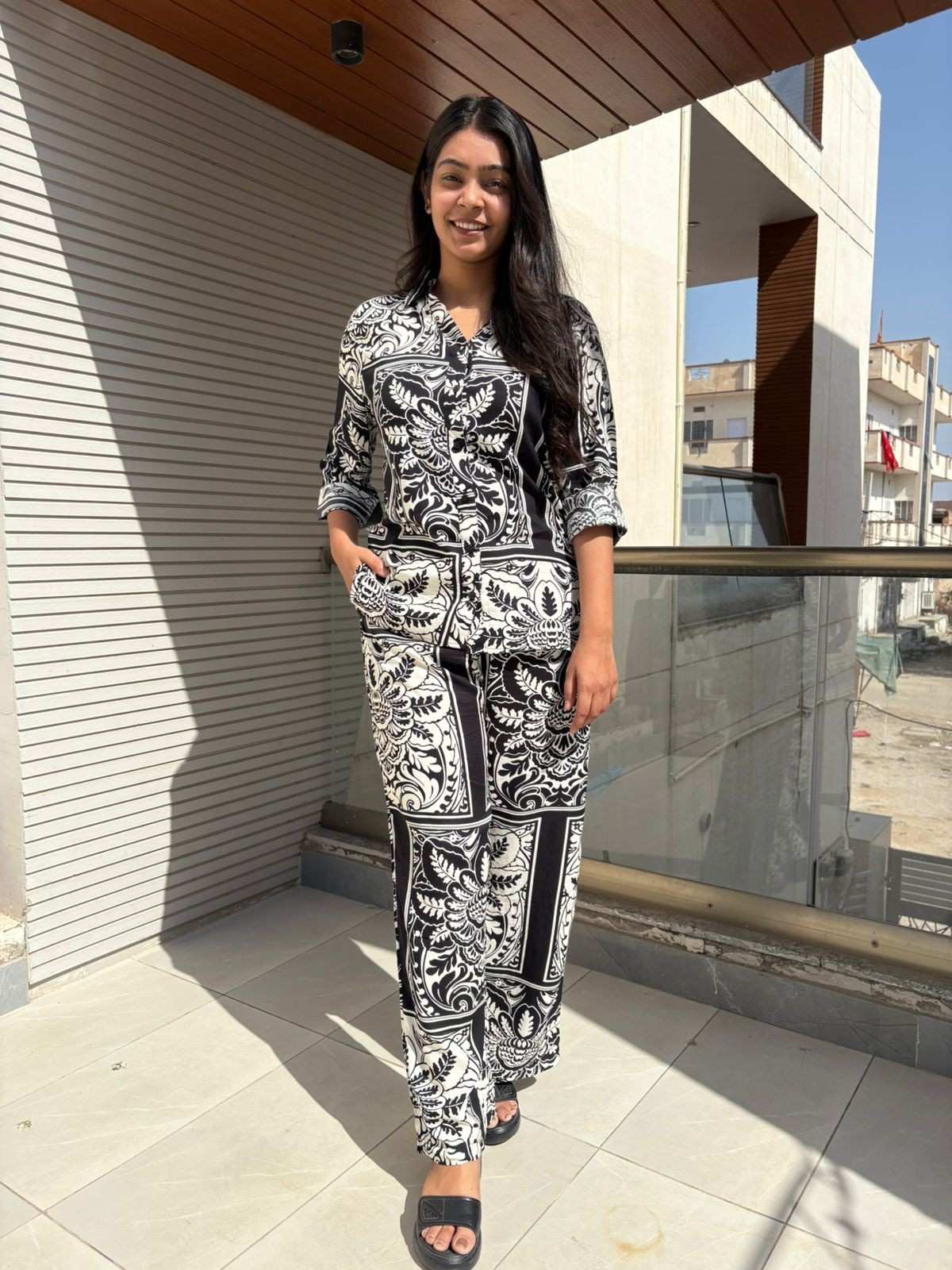 block printed Shirt coordset