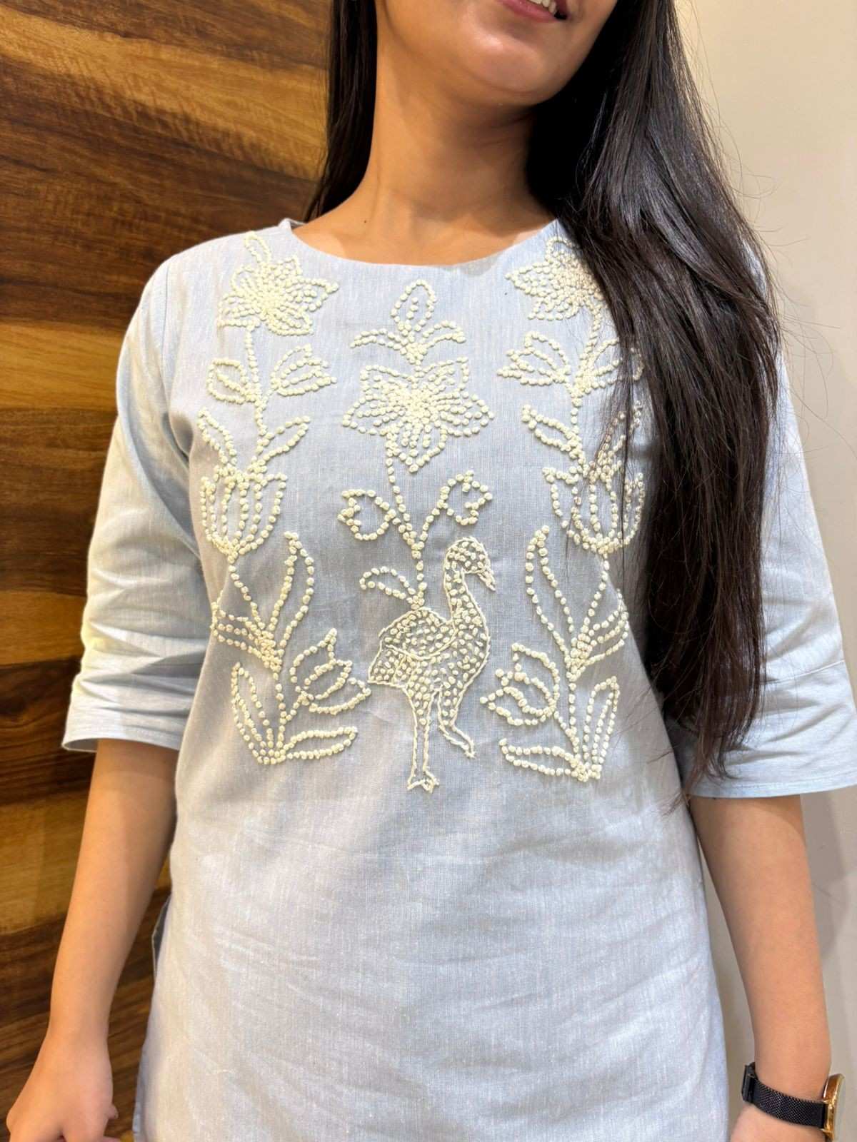 Khadi linen Embroidered coordset