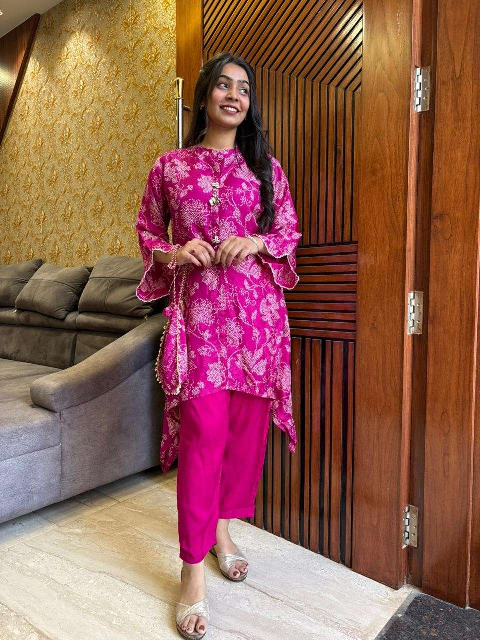 Bandhej light party wear coordset