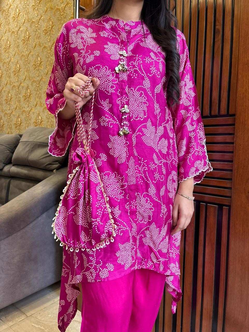 Bandhej light party wear coordset