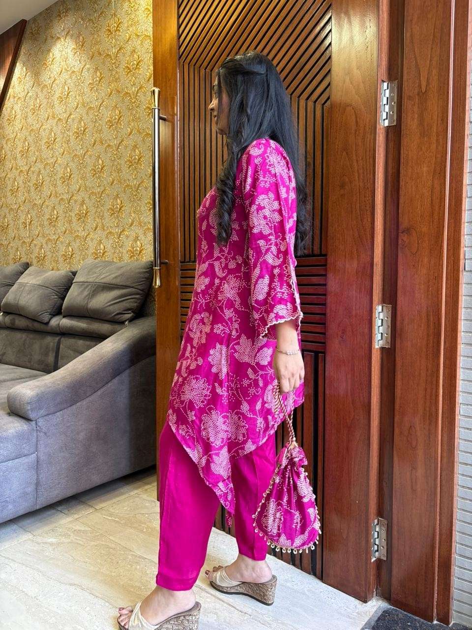 Bandhej light party wear coordset