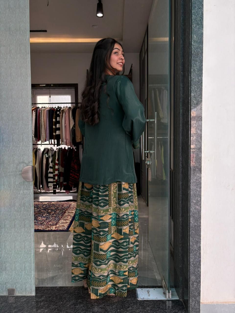 Pure crepe tunic plazo coordset