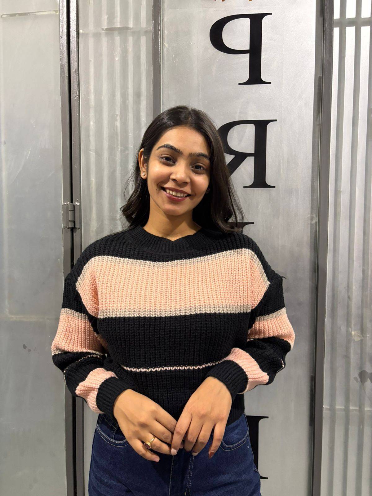 Knitted stripe pullover