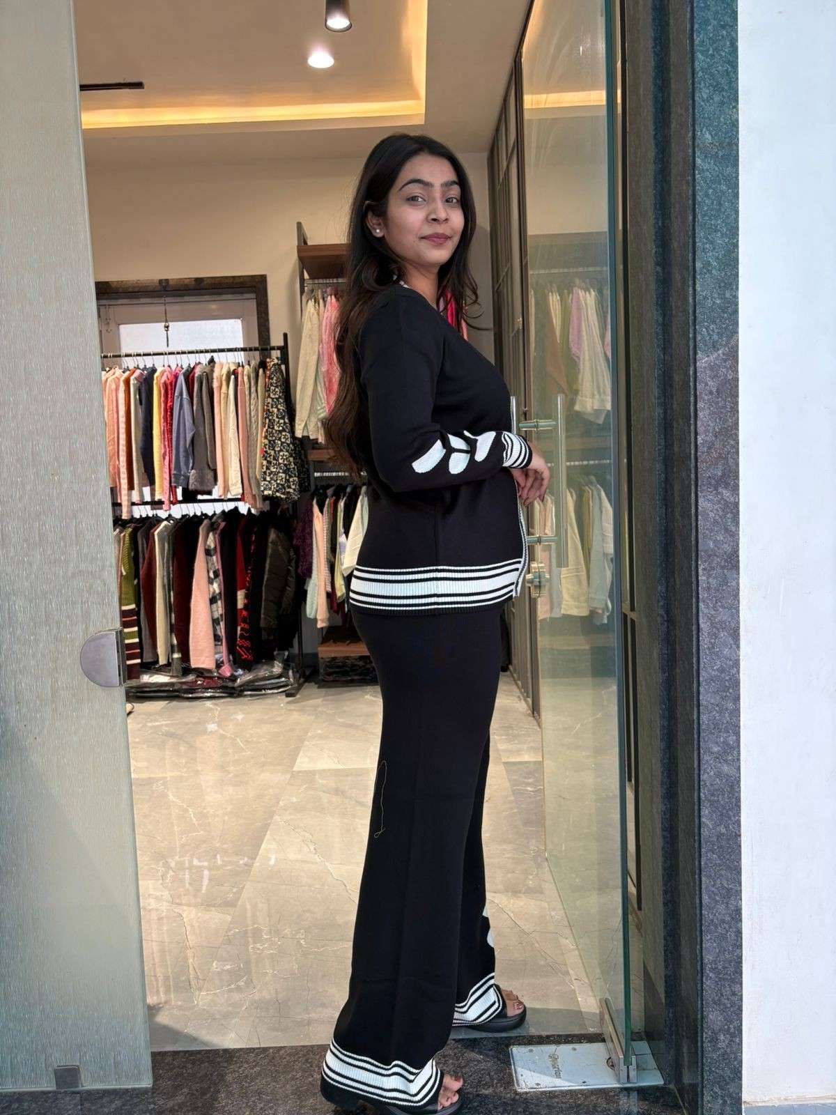 Korean knitted heart coordset