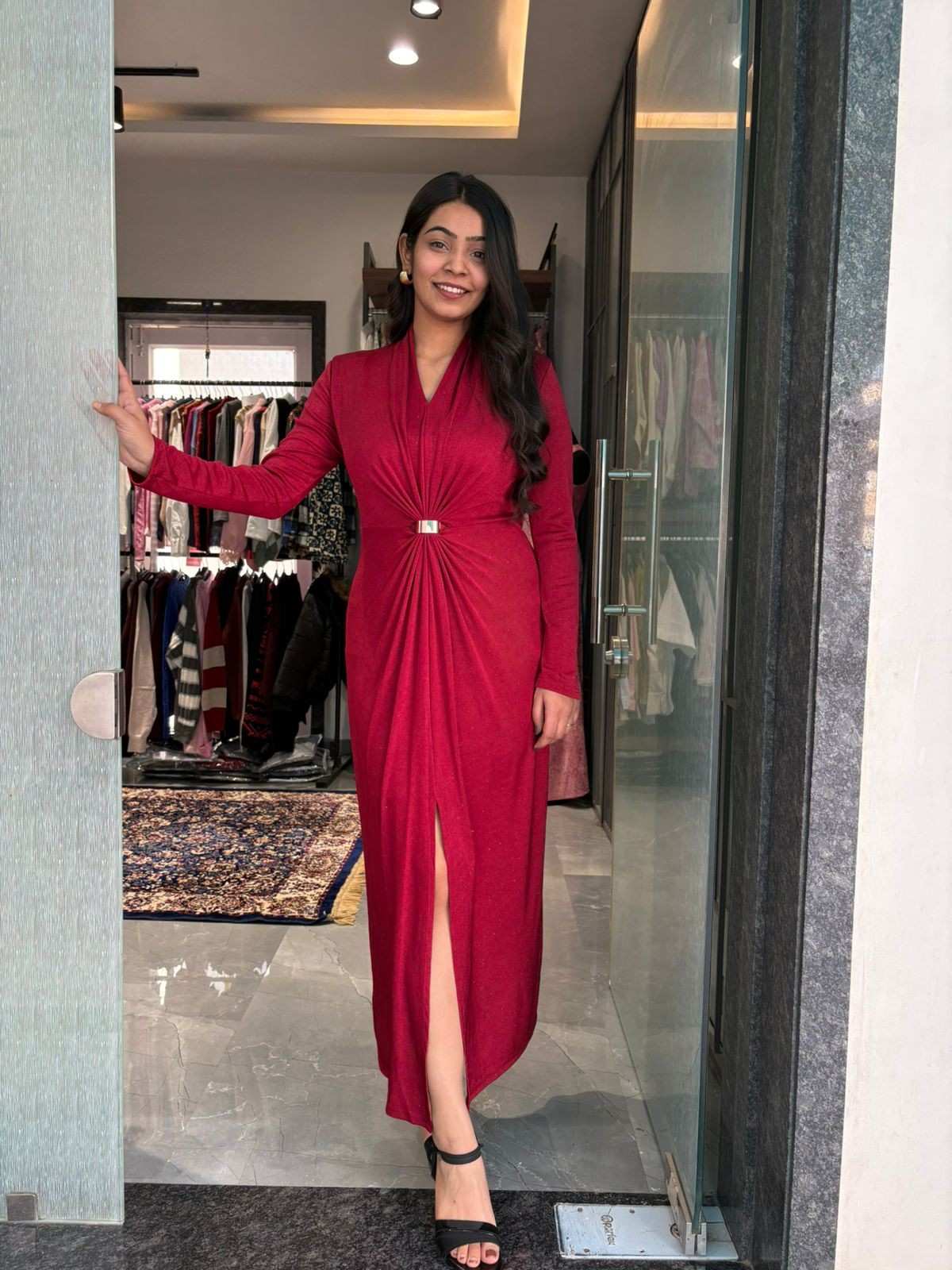 Bodycon glitter slit dress